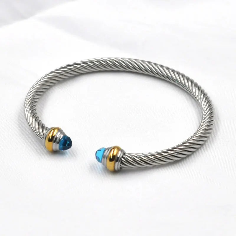 Colorful Zircon C Shape Twist Bracelet - Adjustable Party Jewelry