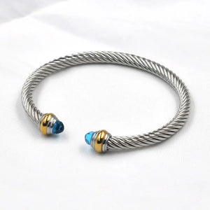 Colorful Zircon C Shape Twist Bracelet - Adjustable Party Jewelry