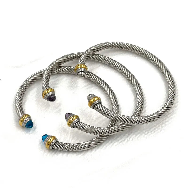 Colorful Zircon C Shape Twist Bracelet - Adjustable Party Jewelry