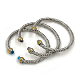 Colorful Zircon C Shape Twist Bracelet - Adjustable Party Jewelry