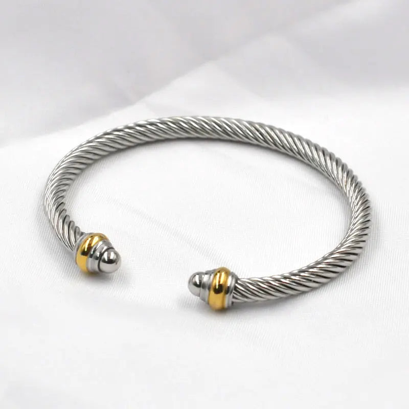 Colorful Zircon C Shape Twist Bracelet - Adjustable Party Jewelry