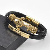 Men's Leather Bracelet with Anchor Clasp