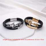 Men's Leather Bracelet with Anchor Clasp