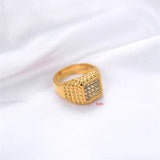 Women Silver Ring Banquet Crystal Zircon Ring Stainless Steel Ring