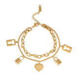 Lock Pendant Chain Bracelet for Women Stainless Steel Romantic Charm Bangle