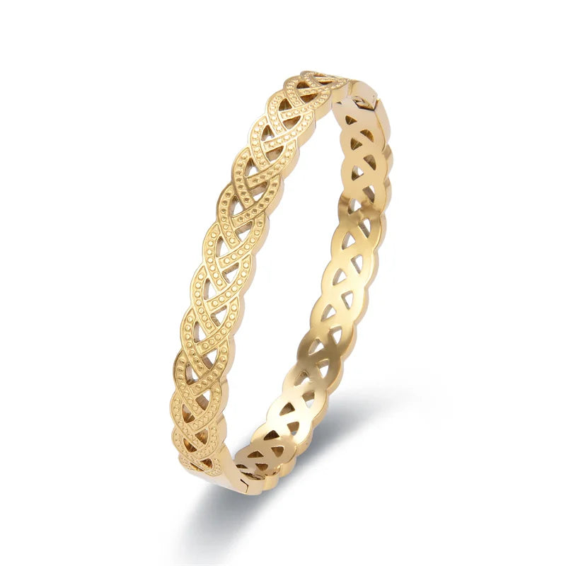 Triangle Hollow Stainless Steel Bangle for Women Girl Party Charm Jewelry