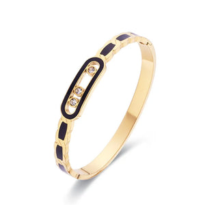 Zircon Shell Mosaic Stainless Steel Bracelet for Women