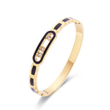 Zircon Shell Mosaic Stainless Steel Bracelet for Women