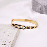 Zircon Shell Mosaic Stainless Steel Bracelet for Women