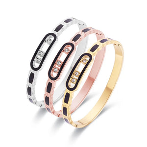 Zircon Shell Mosaic Stainless Steel Bracelet for Women