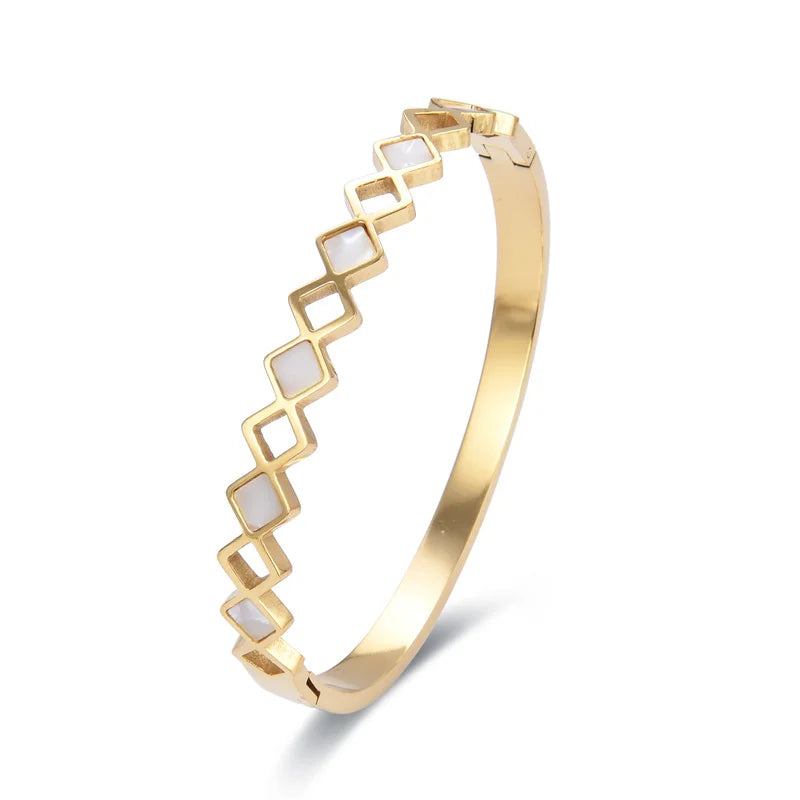 Hollow Shell Bracelet High Cubic Zircon Stainless Steel