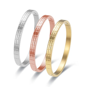 Unique Stereo Line Rectangle Stainless Steel Bracelet - Ladies Love Bangle