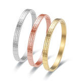 Unique Stereo Line Rectangle Stainless Steel Bracelet - Ladies Love Bangle