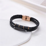 Punk Men Jewelry Bracelets Double Layer Titanium Steel Bracelets