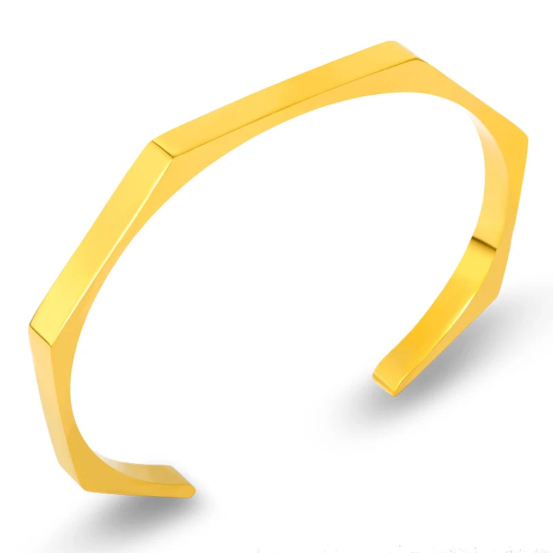 Square Cuff Bracelets Manchette Jewelry Gold-Color Bangles