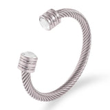 Retro Wire Rope Chain Stainless Steel Bracelet with Zircon Bangle