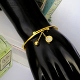 Roman Shell Round Tag Bell Bangle Charm Bracelet Women Thin Jewelry