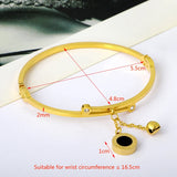 Roman Shell Round Tag Bell Bangle Charm Bracelet Women Thin Jewelry