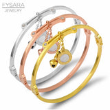 Roman Shell Round Tag Bell Bangle Charm Bracelet Women Thin Jewelry