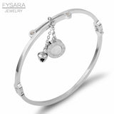 Roman Shell Round Tag Bell Bangle Charm Bracelet Women Thin Jewelry