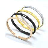 Rose Steel Bangles Bracelets Open Round Armband Jewelry