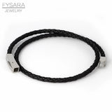 4mm Thin Leather Bracelet with Square Buckle and Two Circles Rope