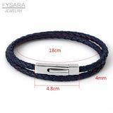 4mm Thin Leather Bracelet with Square Buckle and Two Circles Rope