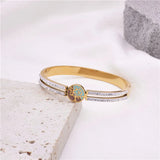 Tree Pattern Zircon Bangle Stainless Steel Bracelet