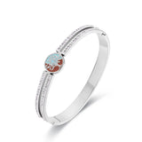 Tree Pattern Zircon Bangle Stainless Steel Bracelet