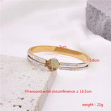 Tree Pattern Zircon Bangle Stainless Steel Bracelet