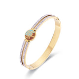 Tree Pattern Zircon Bangle Stainless Steel Bracelet