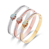 Tree Pattern Zircon Bangle Stainless Steel Bracelet