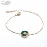 Stainless Steel Shell Charm Bracelet CZ Crystal Link Bracelet