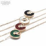 Stainless Steel Shell Charm Bracelet CZ Crystal Link Bracelet