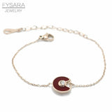 Stainless Steel Shell Charm Bracelet CZ Crystal Link Bracelet