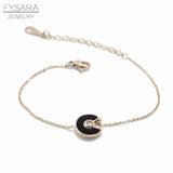 Stainless Steel Shell Charm Bracelet CZ Crystal Link Bracelet