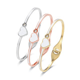 Stainless Steel Heart Bangle with Crystals