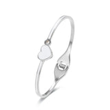 Stainless Steel Heart Bangle with Crystals