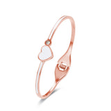 Stainless Steel Heart Bangle with Crystals