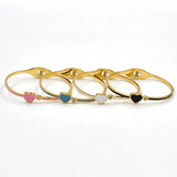 Stainless Steel Heart Bangle with Crystals
