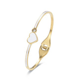 Stainless Steel Heart Bangle with Crystals