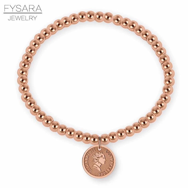 Stainless Steel Charm Beaded Bracelets For Women Queen Beads Jewelry