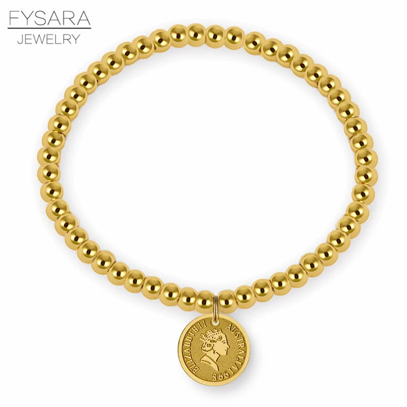 Stainless Steel Charm Beaded Bracelets For Women Queen Beads Jewelry