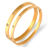 FYSARA Stainless Steel Crystals Bangles Women Jewelry 6mm/4mm CZ Love Gift