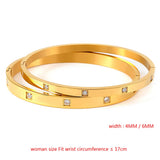 FYSARA Stainless Steel Crystals Bangles Women Jewelry 6mm/4mm CZ Love Gift