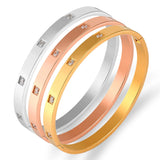 FYSARA Stainless Steel Crystals Bangles Women Jewelry 6mm/4mm CZ Love Gift