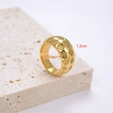 Stainless Steel Geometric Ring Texture Round Metal 18K Plated