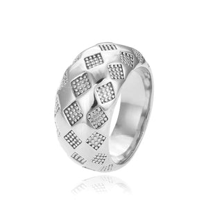 Stainless Steel Geometric Ring Texture Round Metal 18K Plated