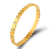 Stainless Steel Rhombus Square Bangles Bracelets Women Rose Thin Bangles