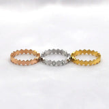 Stackable Tri-Color Geometric Ring with Zircon Crystal Inlay